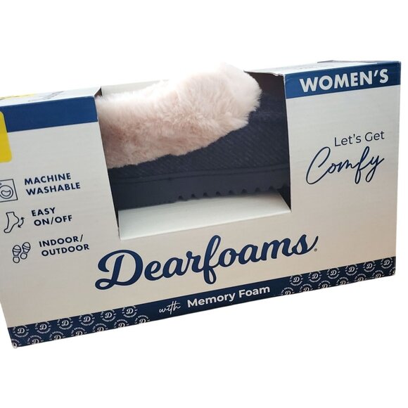 Dearfoams 7/8 Women Faux Fur House Shoes Slippers Corduroy Winter Fuzzy Slip-on - Picture 2 of 12